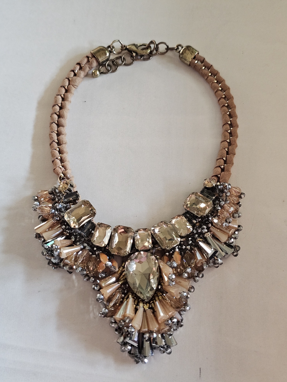 Women’s Statement Crystal Bib Necklace in Blush